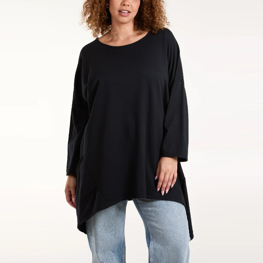 Long Sleeve Top with Asymmetric Hem