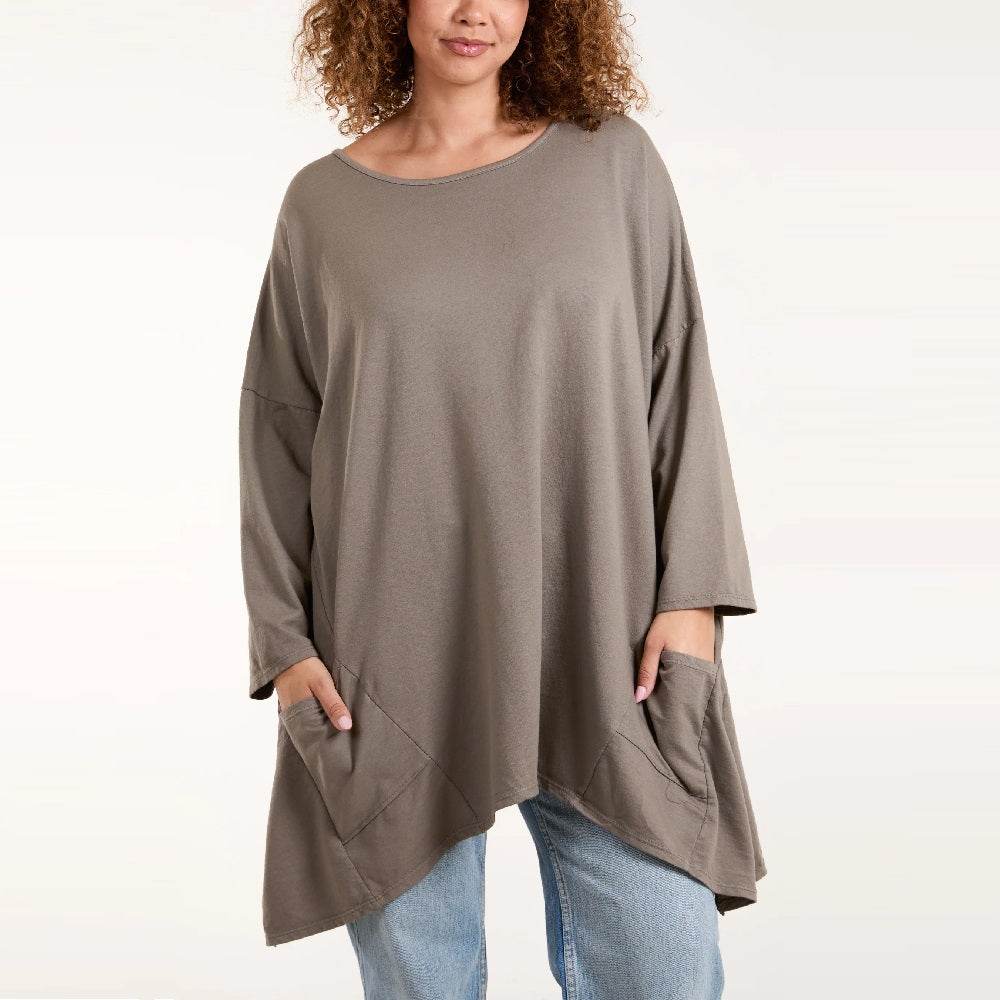 Long Sleeve Top with Asymmetric Hem