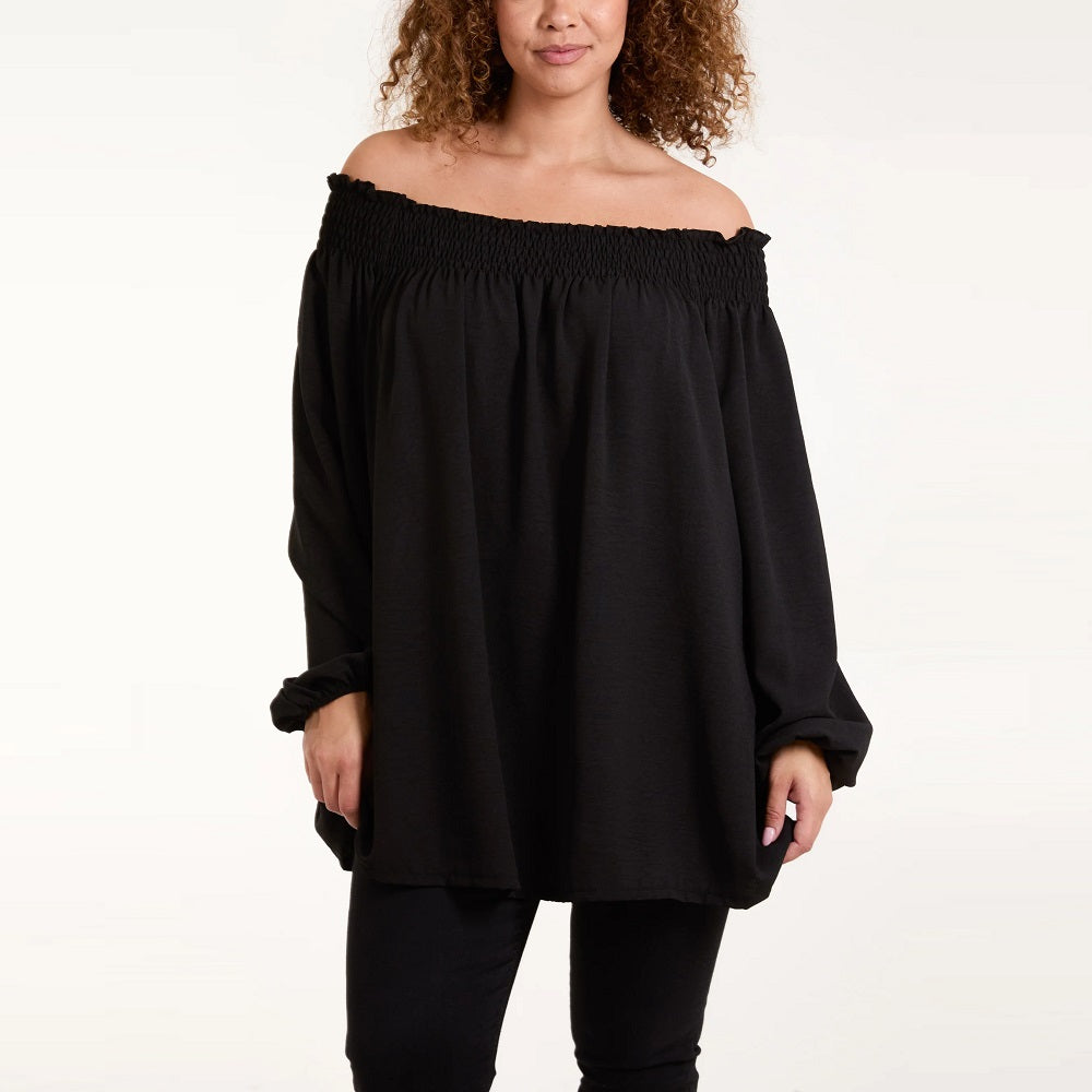 Floaty Long Sleeve Bardot Blouse