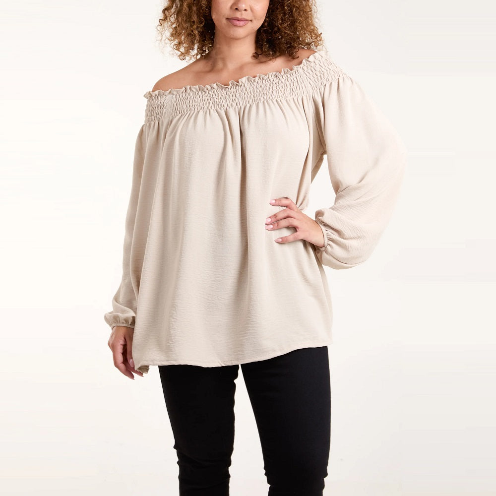 Floaty Long Sleeve Bardot Blouse