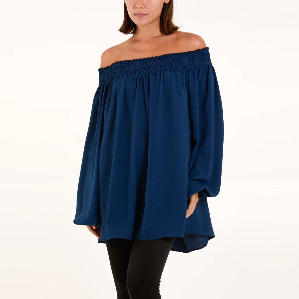 Floaty Long Sleeve Bardot Blouse