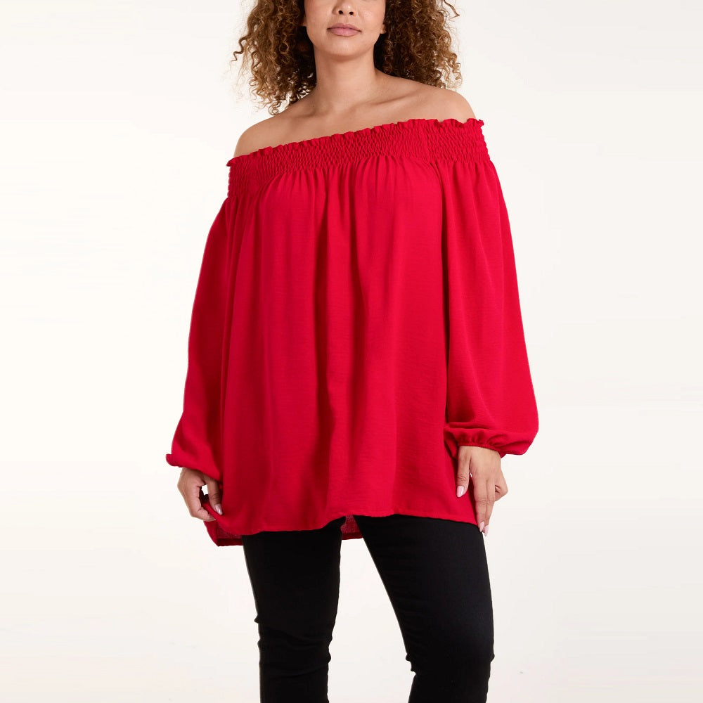 Floaty Long Sleeve Bardot Blouse