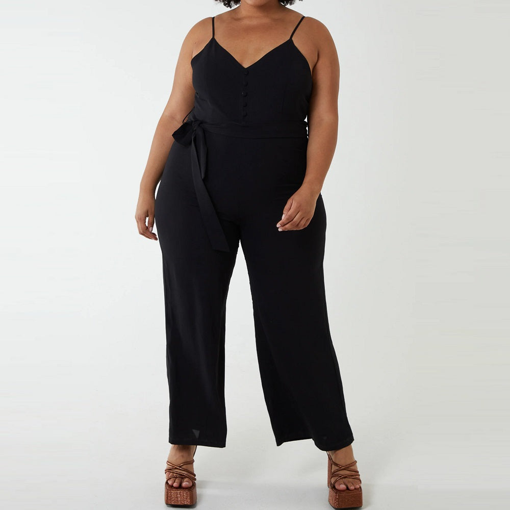 Curve Button Front Camisole Jumpsuit by H Mcilroy London