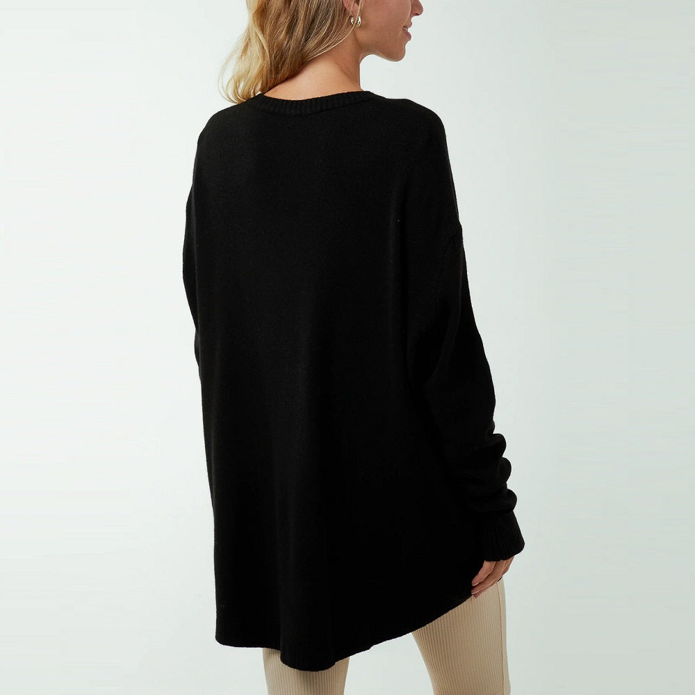 Pocket Crew Neck Oversized Jumper by H Mcilroy London