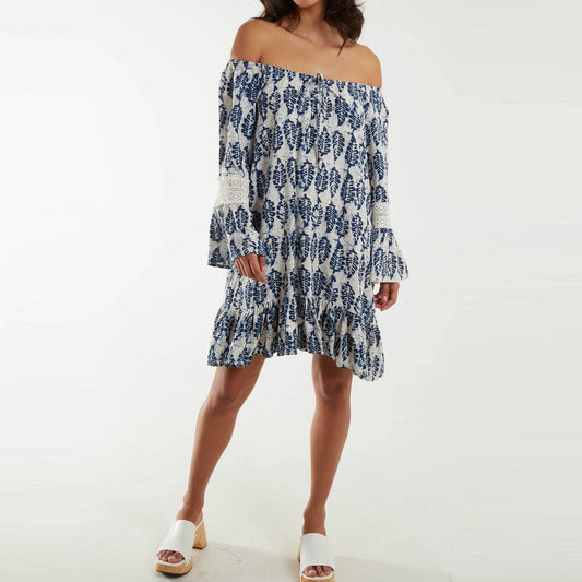 Bardot Leaf Print Tunic Dress by H Mcilroy London