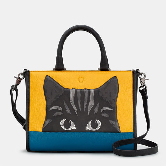 YOSHI Cat Colour Block Leather Multiway Grab Bag