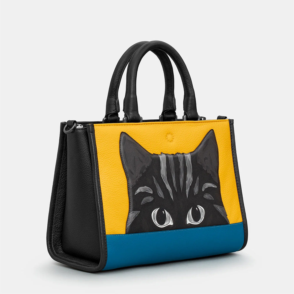 YOSHI Cat Colour Block Leather Multiway Grab Bag