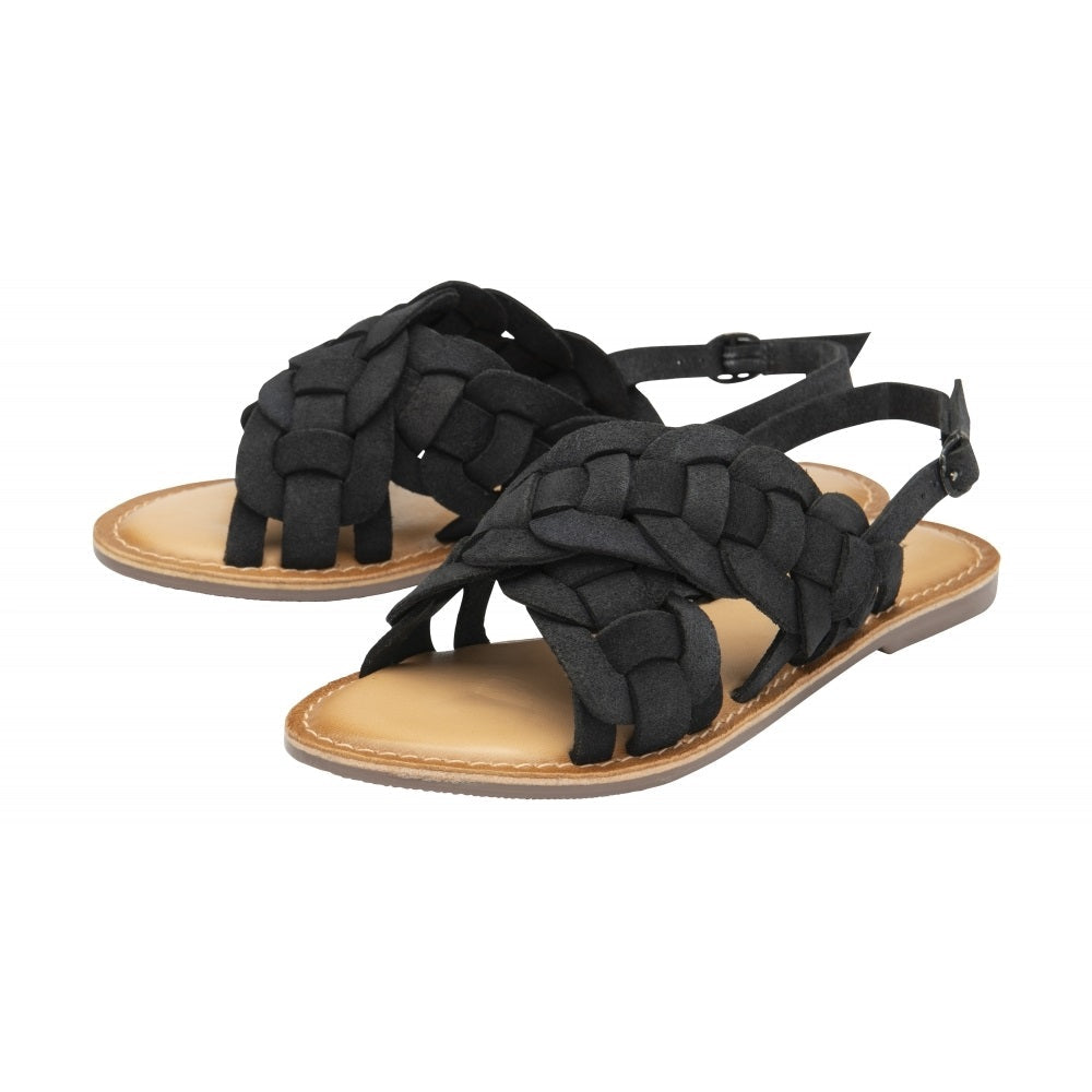 Black Suede Perran Flat Sandals by Ravel