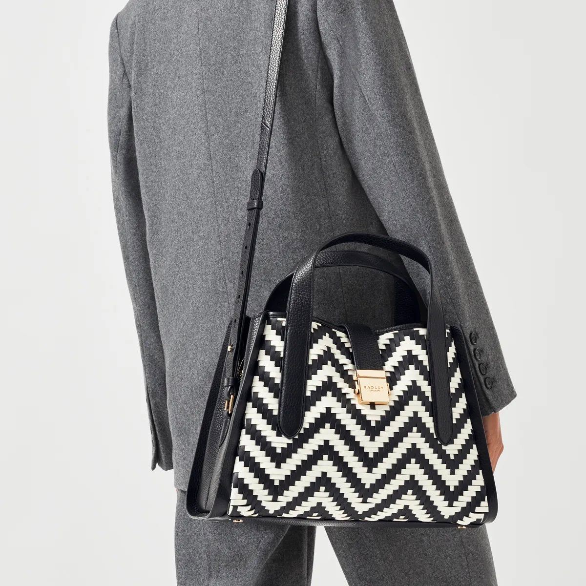 Sloane Street Chevron Stripe Medium Ziptop Grab by Radley