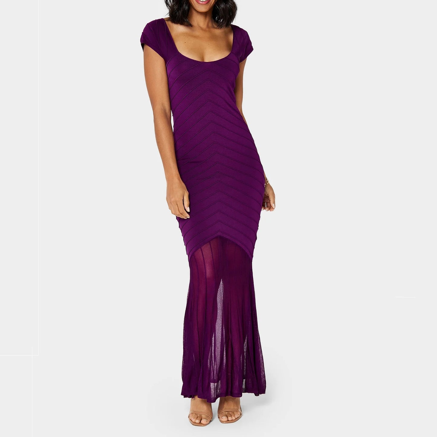 Ramona Knitted Purple Maxi Dress by GWD