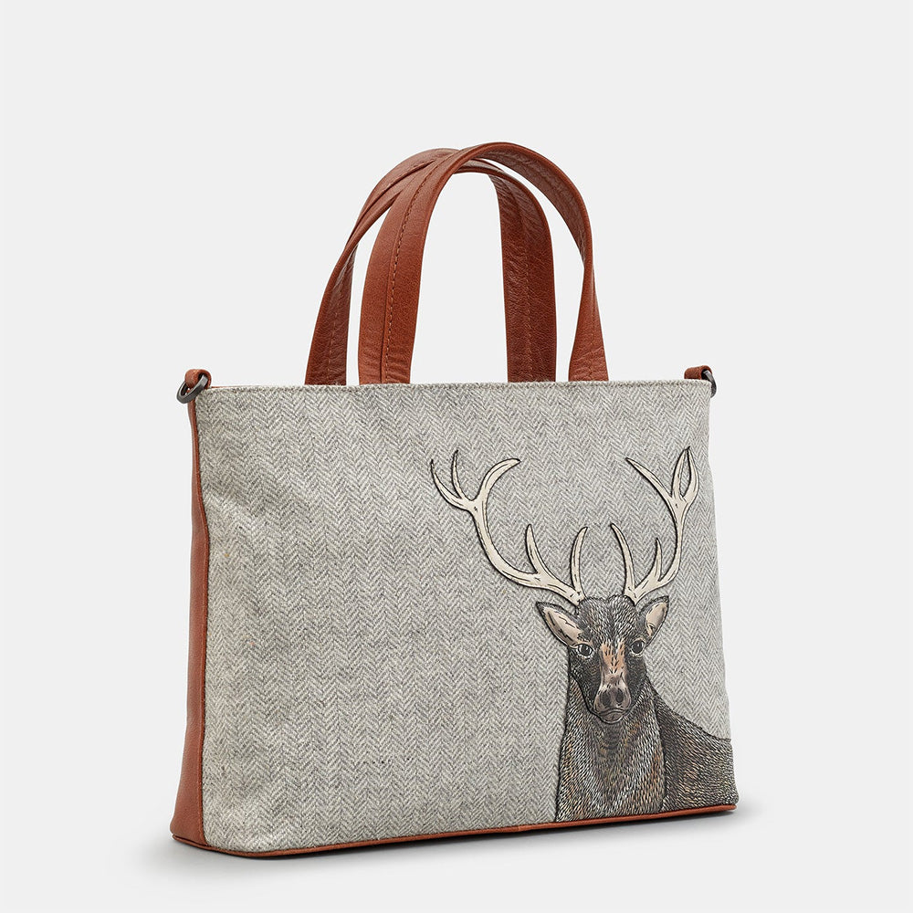 YOSHI Stag Tweed & Brown Leather Multiway Grab Bag