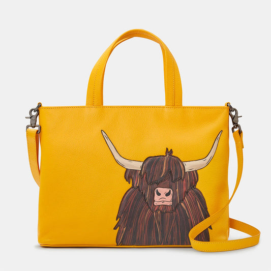 YOSHI Highland Cow Yellow Leather Multiway Grab Bag