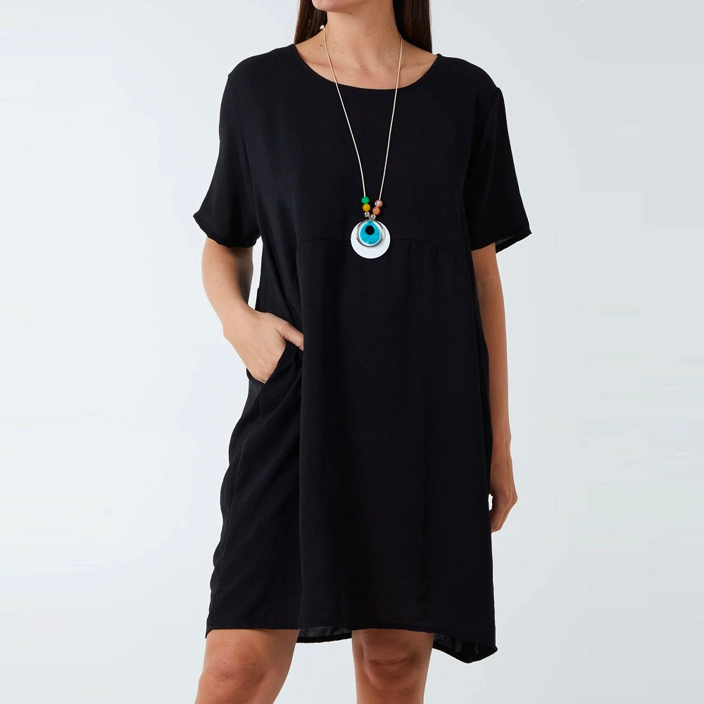 Cocoon Midi Dress with Necklace