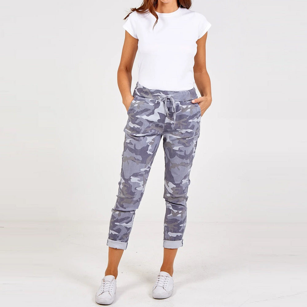 Camo Grey Non Crush Trousers by H Mcilroy London