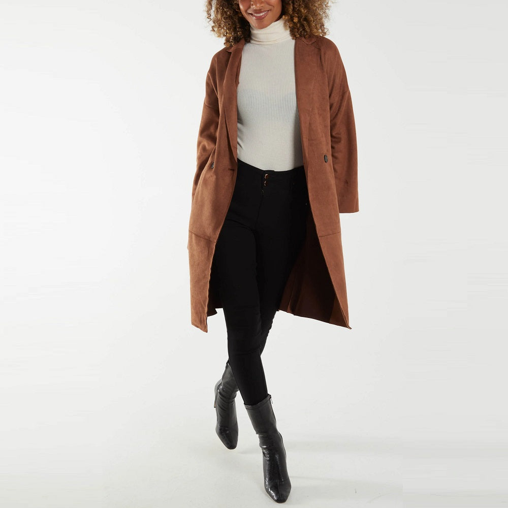 Suede Belted Trench Jacket