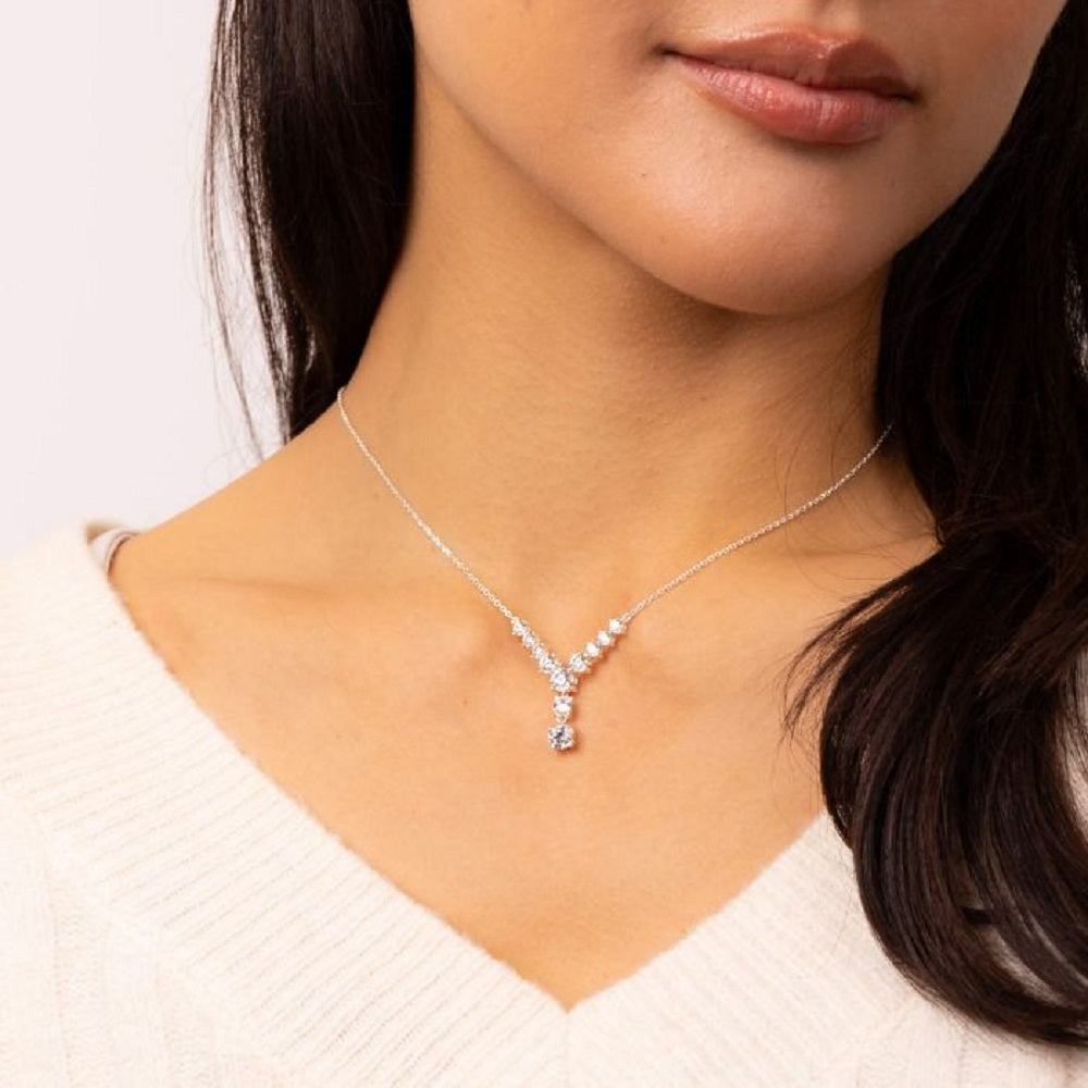 Cubic Zirconia Gradient Lariat Necklace