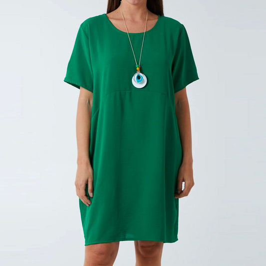 Cocoon Midi Dress with Necklace