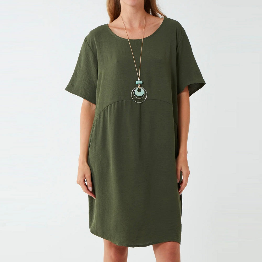 Cocoon Midi Dress with Necklace