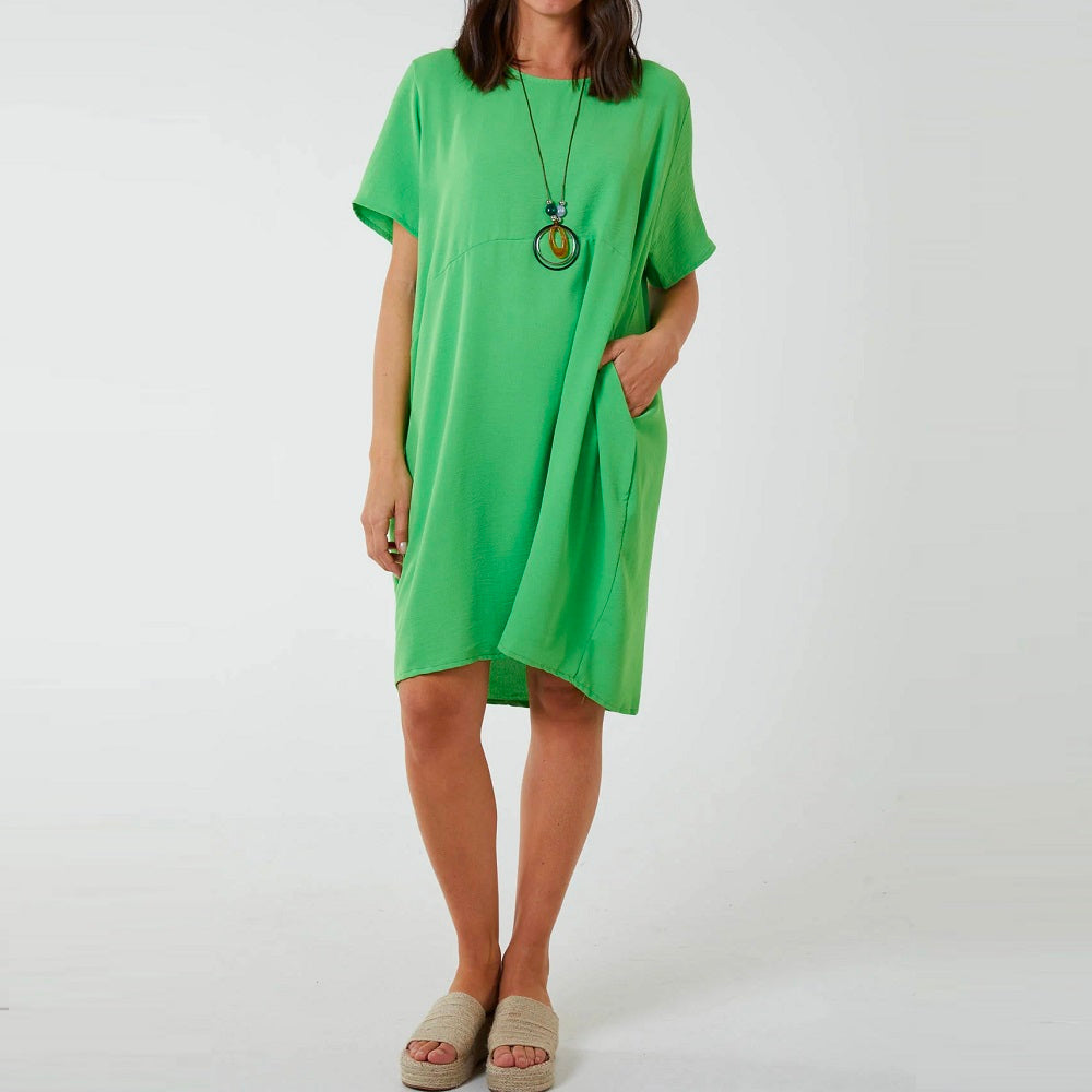 Cocoon Midi Dress with Necklace