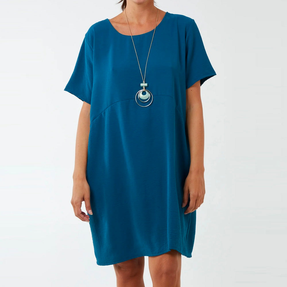 Cocoon Midi Dress with Necklace