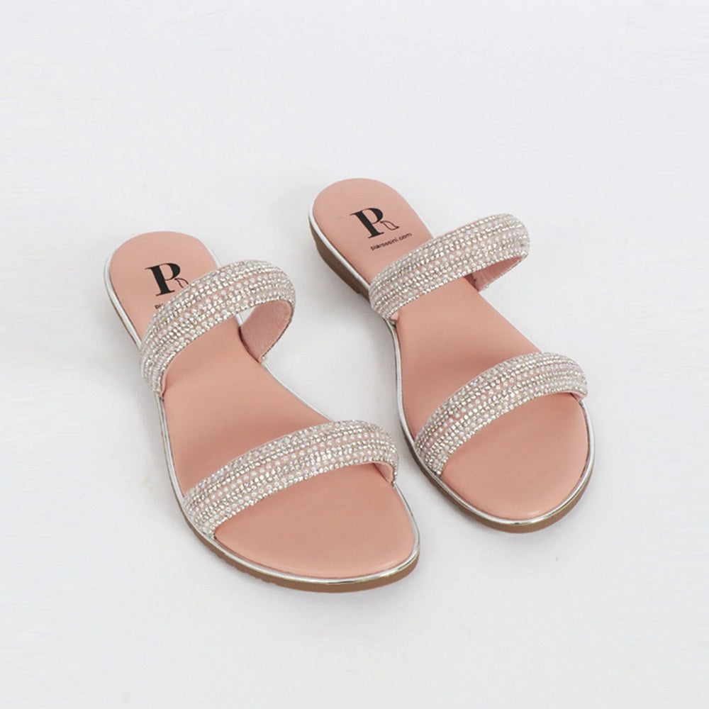 Blush Embellished Wedge Sandal with Open Toe and Padded Insole