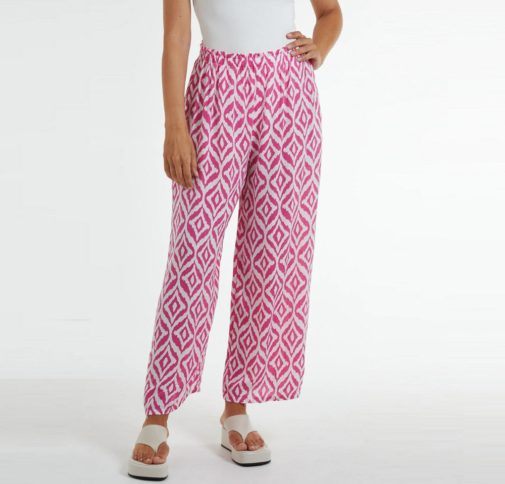 Wide Leg Geometric Trouser in Pink