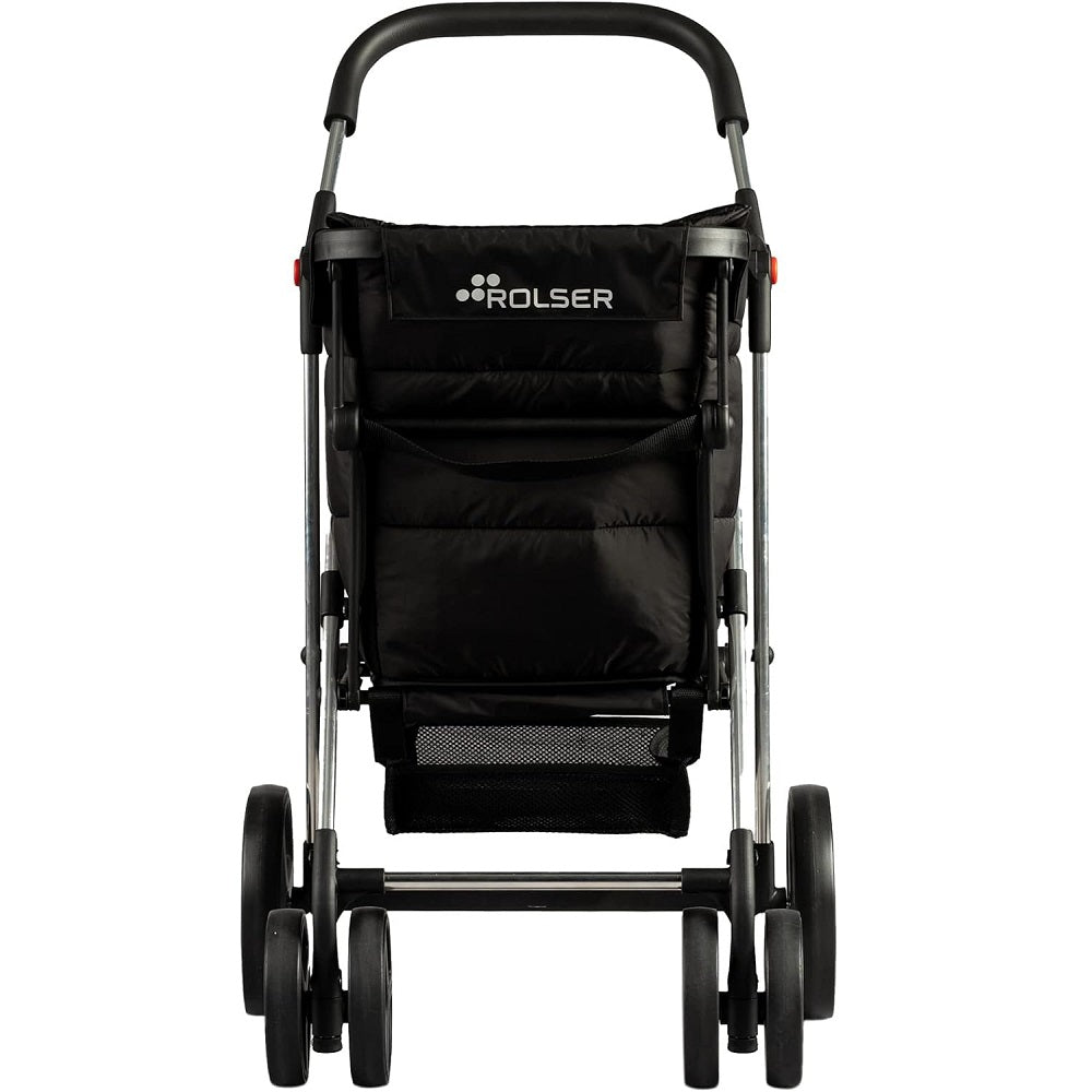 ROLSER Basket Polar 4 Big Wheel 2 Swivelling Foldable Shopping Trolley - Black