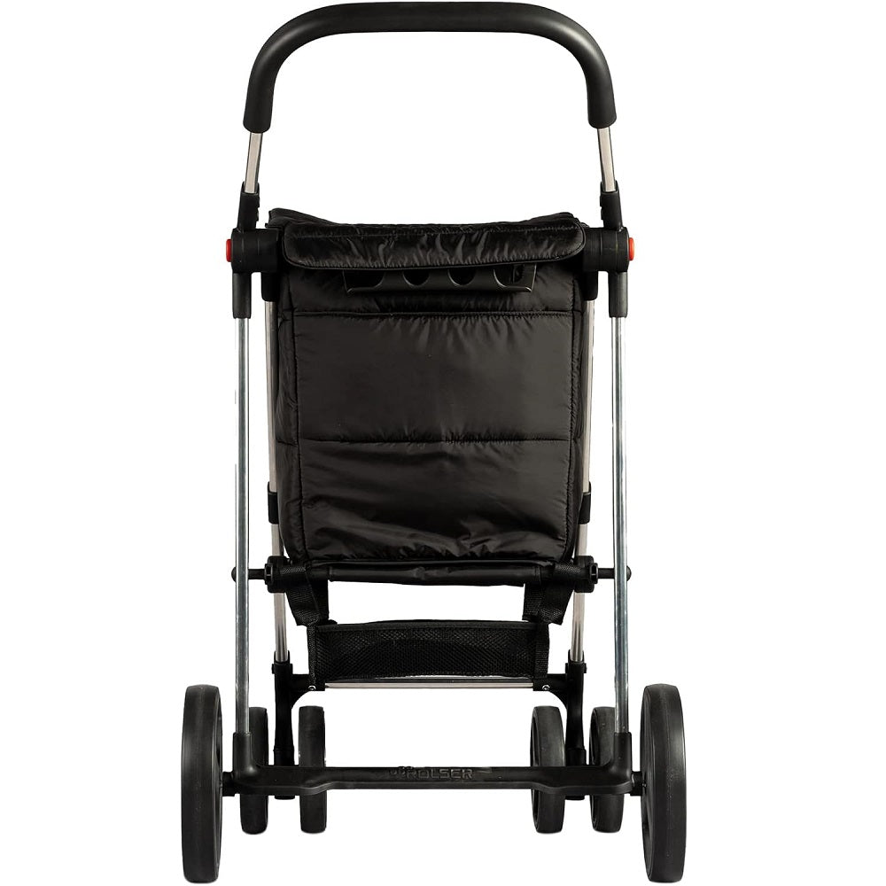 ROLSER Basket Polar 4 Big Wheel 2 Swivelling Foldable Shopping Trolley - Black