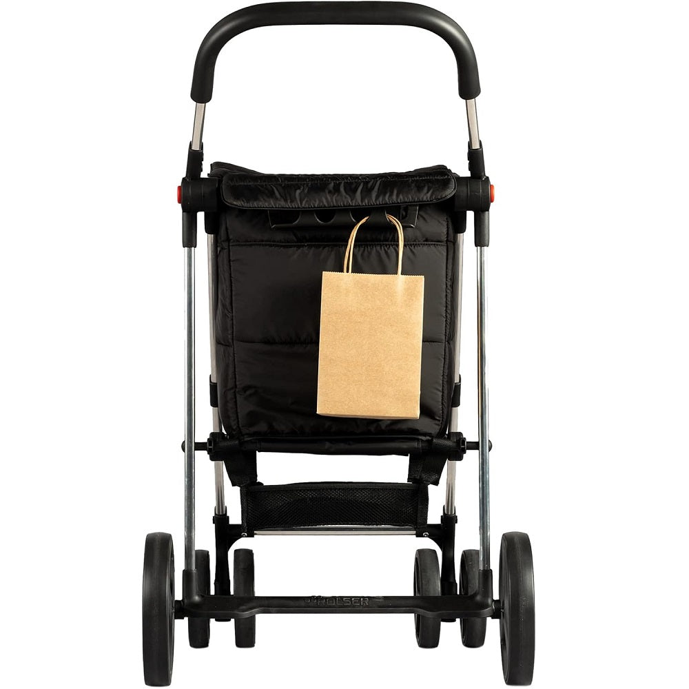 ROLSER Basket Polar 4 Big Wheel 2 Swivelling Foldable Shopping Trolley - Black