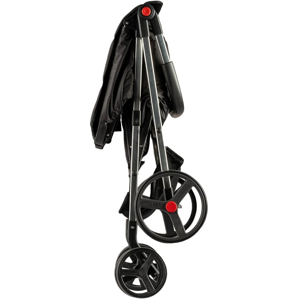 ROLSER Basket Polar 4 Big Wheel 2 Swivelling Foldable Shopping Trolley - Black