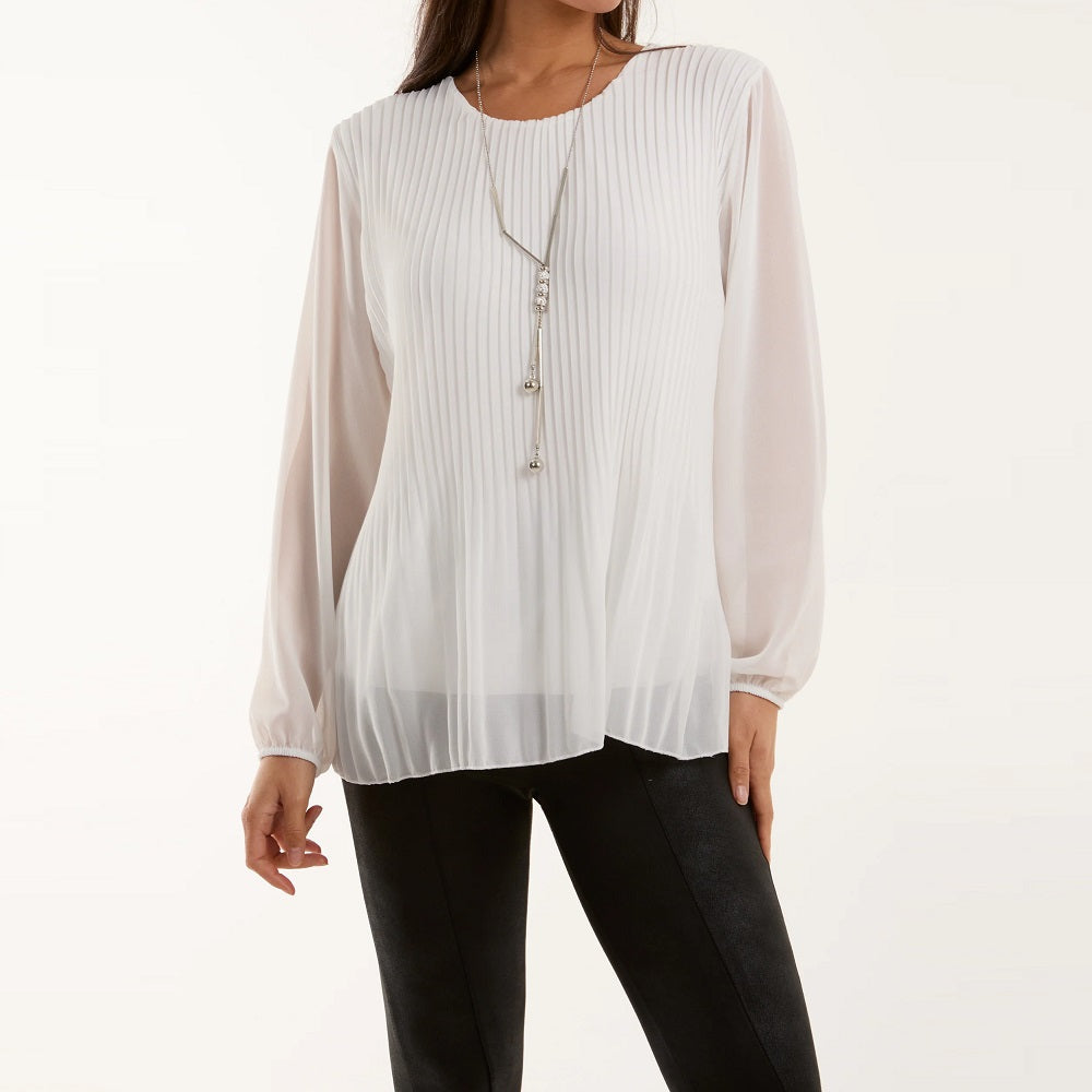 Pleated Long Sleeve Top