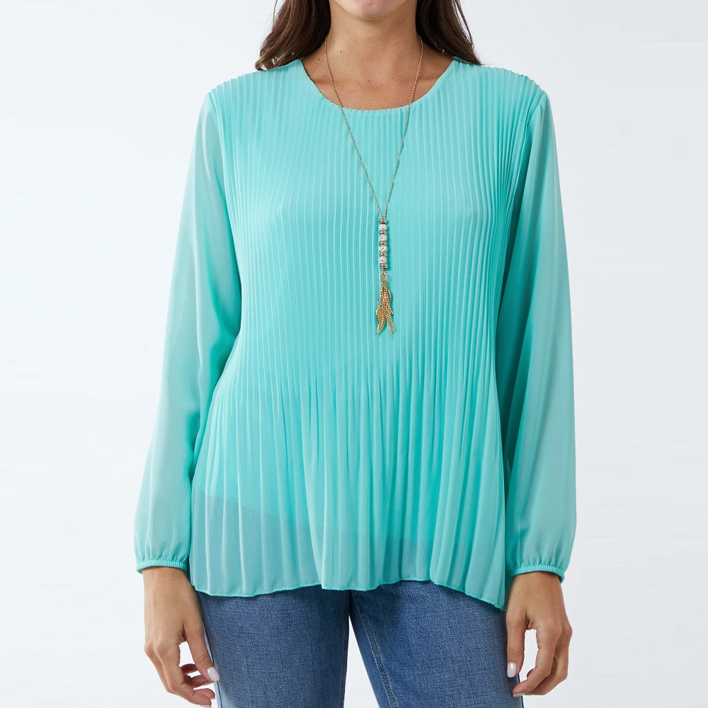 Pleated Long Sleeve Top