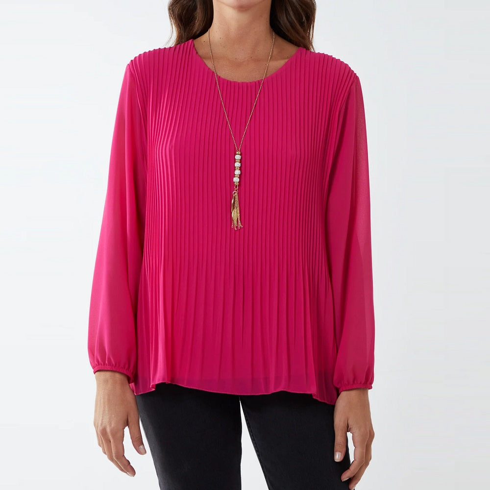 Pleated Long Sleeve Top