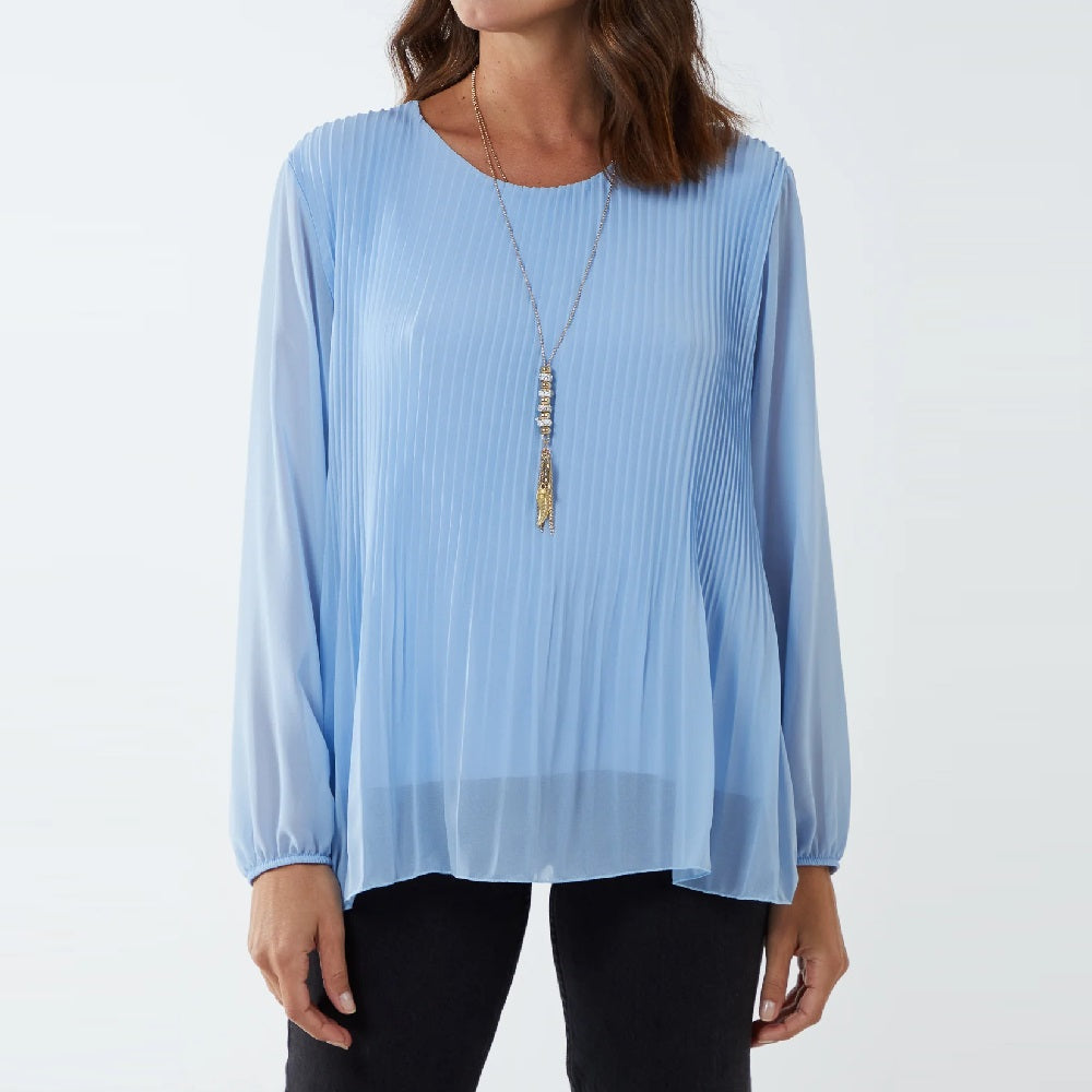 Pleated Long Sleeve Top