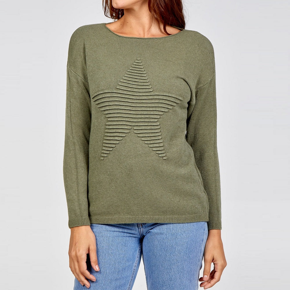 Ribbed Jumper With Star Detail