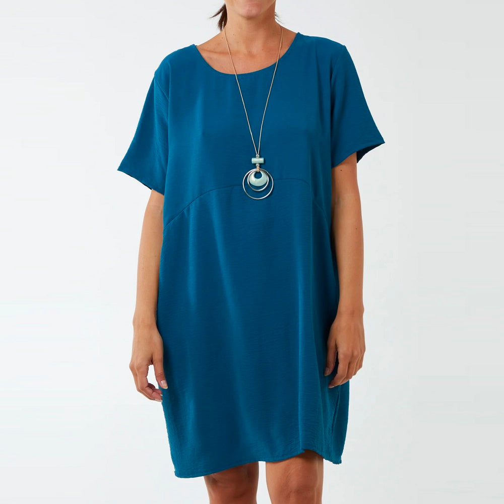 Cocoon Midi Dress with Necklace